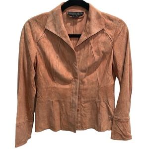 Lafayette 148 New York fall neutral suede shirt jacket. Size 0P